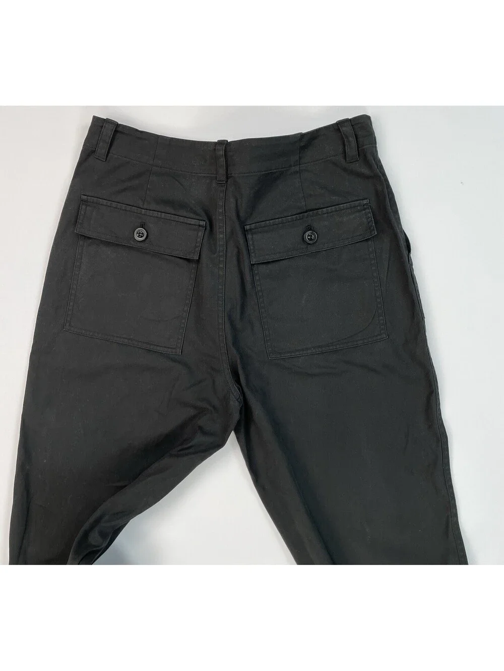 Jenni Kayne Ranger Black Cotton Twill Utility Pants Straight Leg Size 10